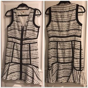 Rebecca Taylor Paneled Tweed Zip Front Dress